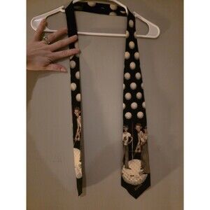 Norman Rockwell Men's Golf Tie Black Polka Dot Red White Brown Necktie